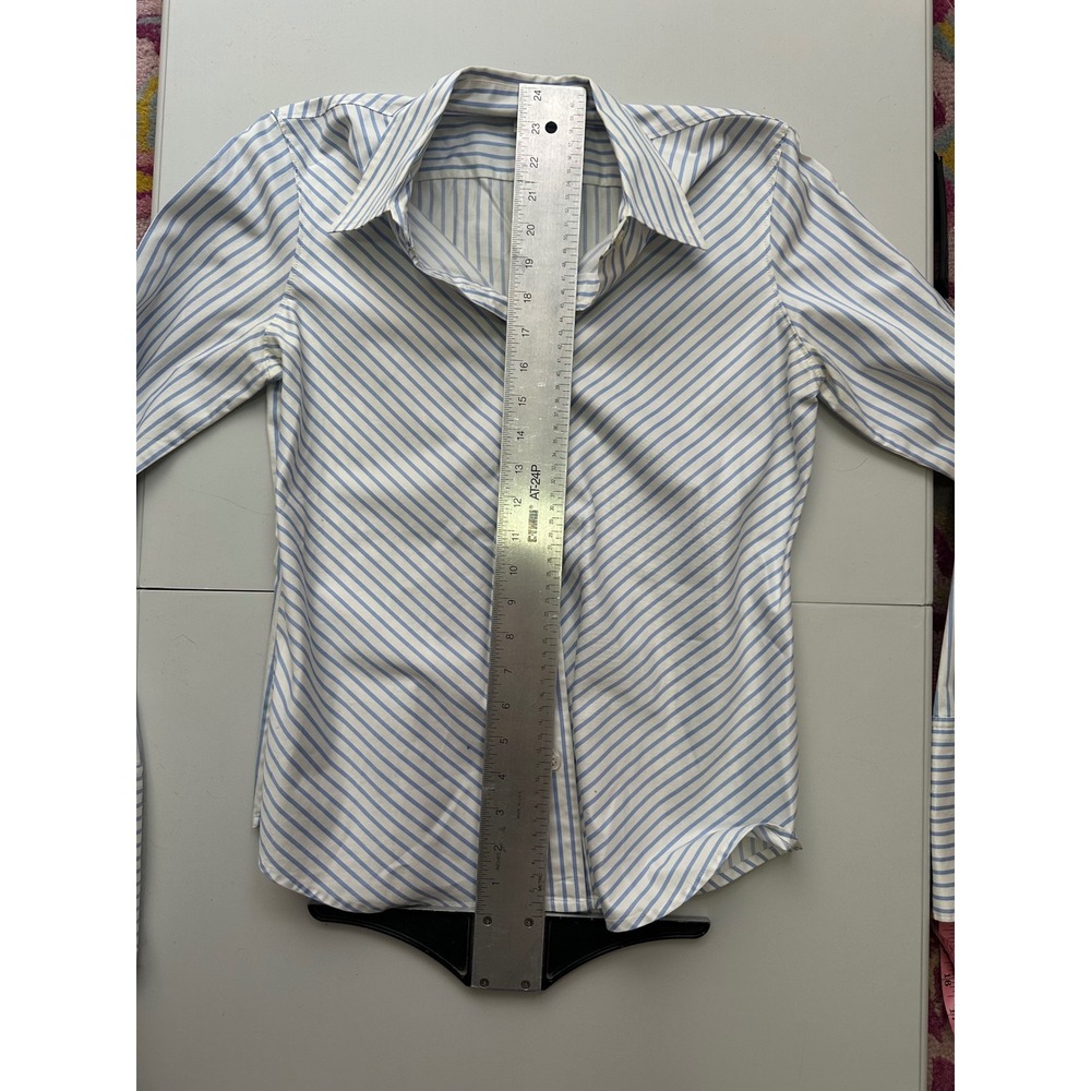 Banana Republic Button Down Women S Blue Excellent Striped Cotton Long Sleeve - Picture 11 of 11